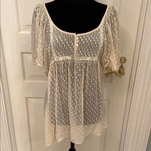 Elegant Cream Sheer Women's Top